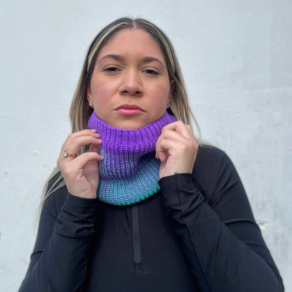 Neck Gaiter Color Block Scarf - Purple and Blue