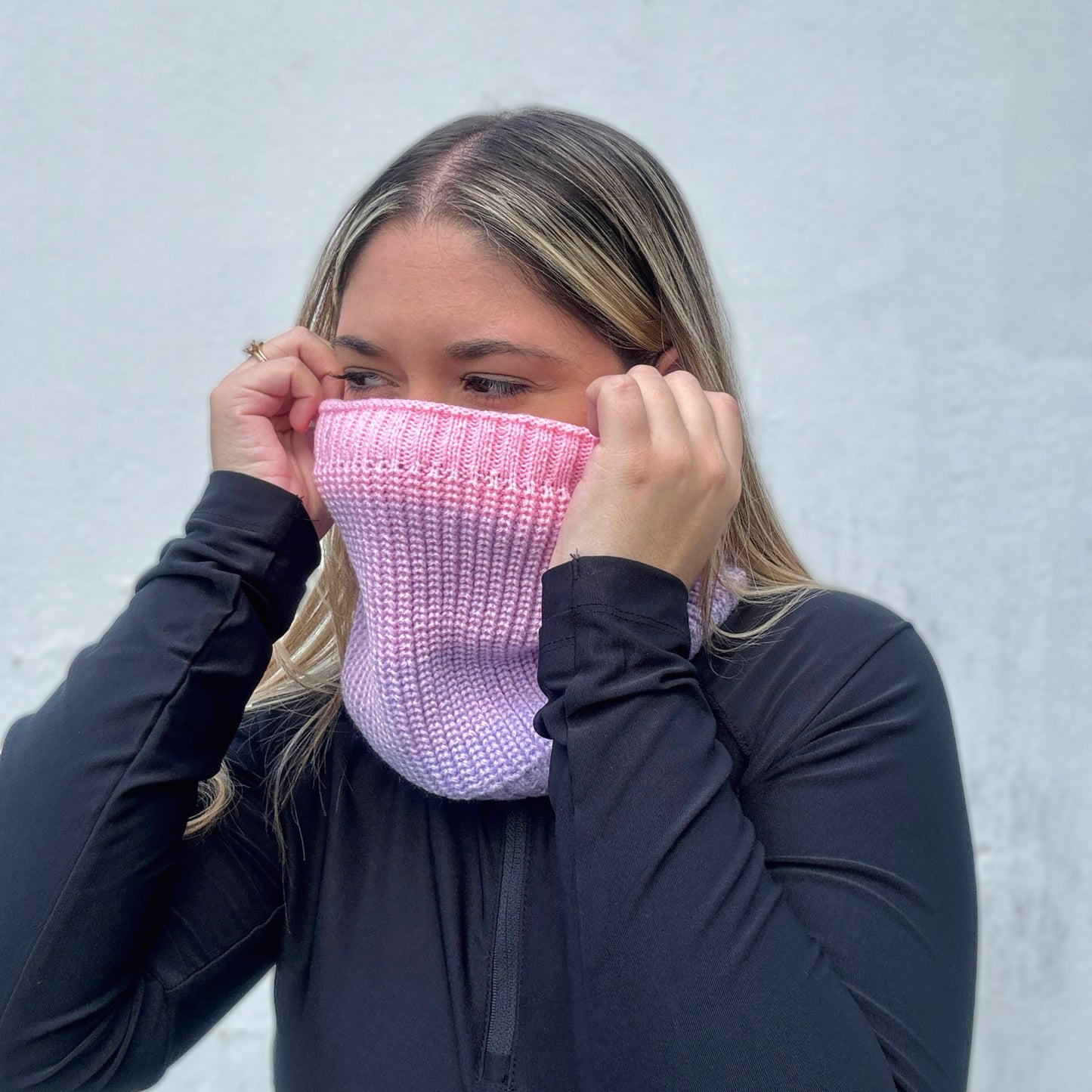 Neck Gaiter Color Block Scarf - Purple and pink