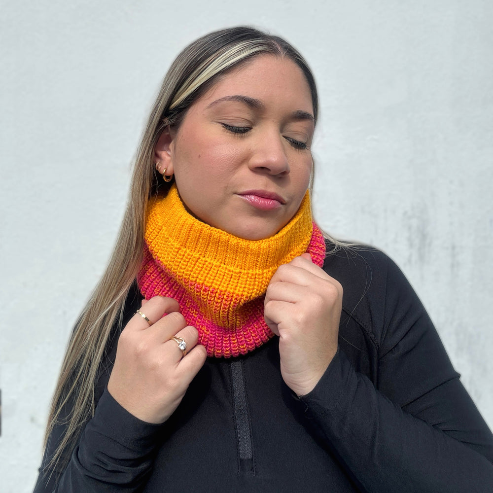 Neck Gaiter Color Block Scarf - Pink and Yellow