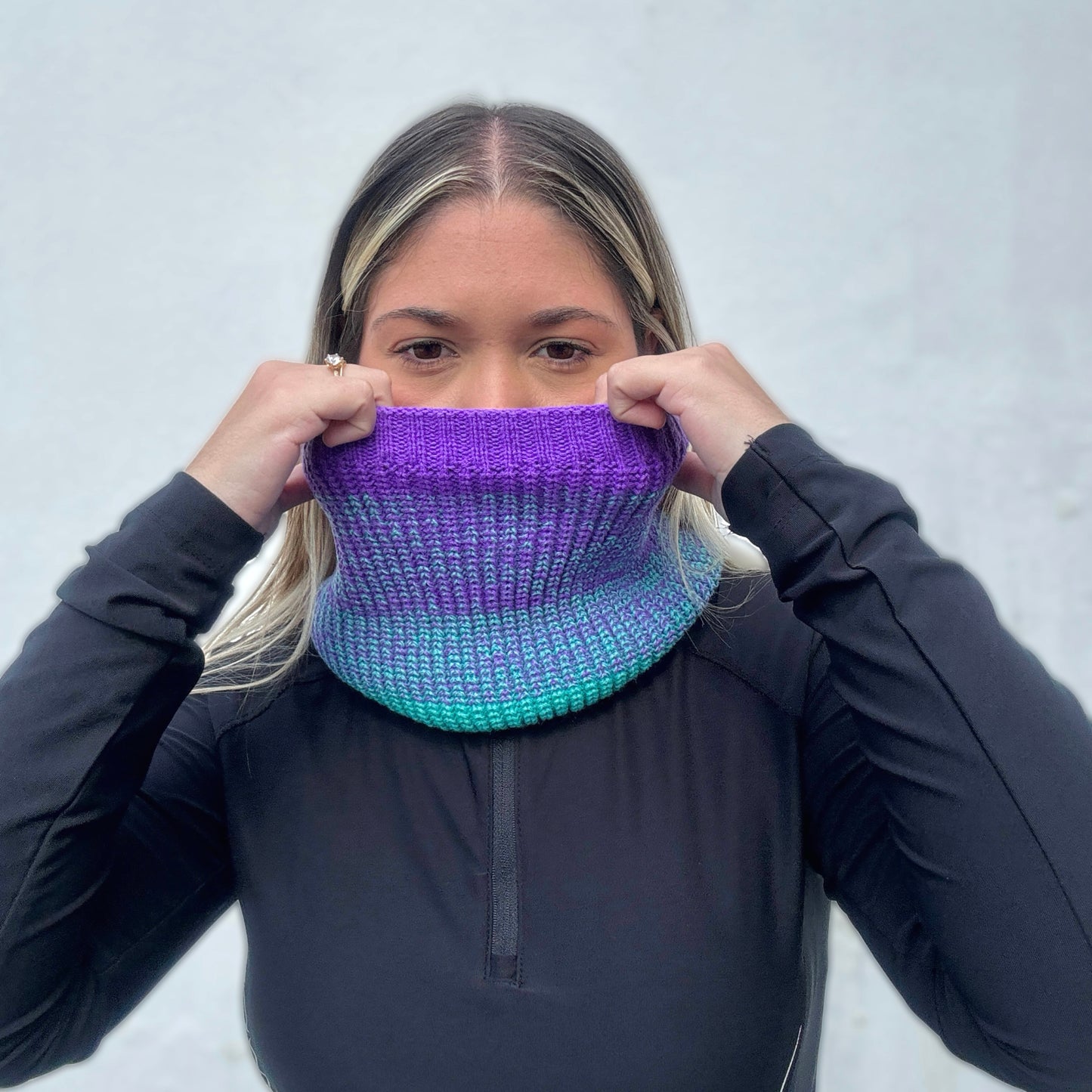 Neck Gaiter Color Block Scarf - Purple and Blue