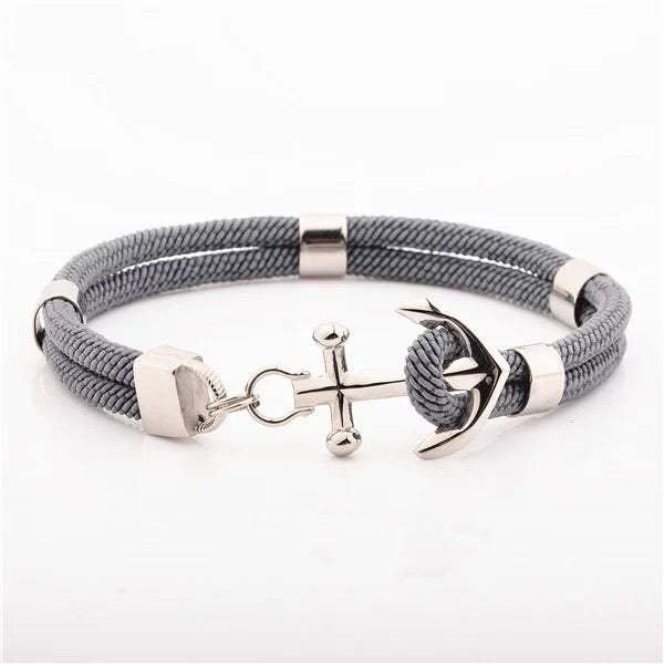 Rope Silver Anchor Bracelet